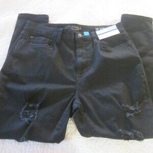 Arizona Jeans 13 Short Black Jeggings High Rise Slimmest Fit Distressed